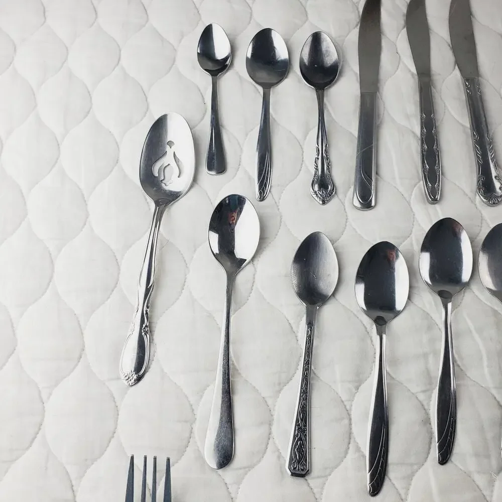 Lot of Silverware 40PCS Knife Spoon Fork Stainless Steel Kitchenware Many Brands